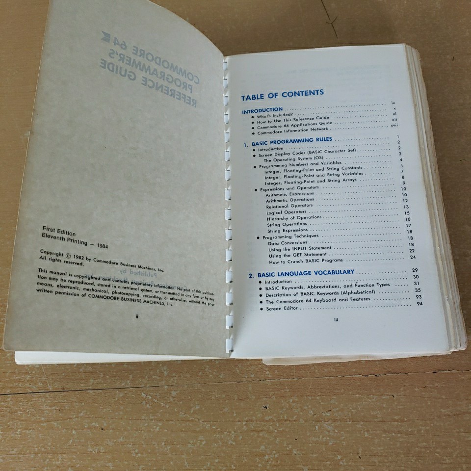 Commodore 64 Programmer's Reference Guide 1st edition 11th printing 1984