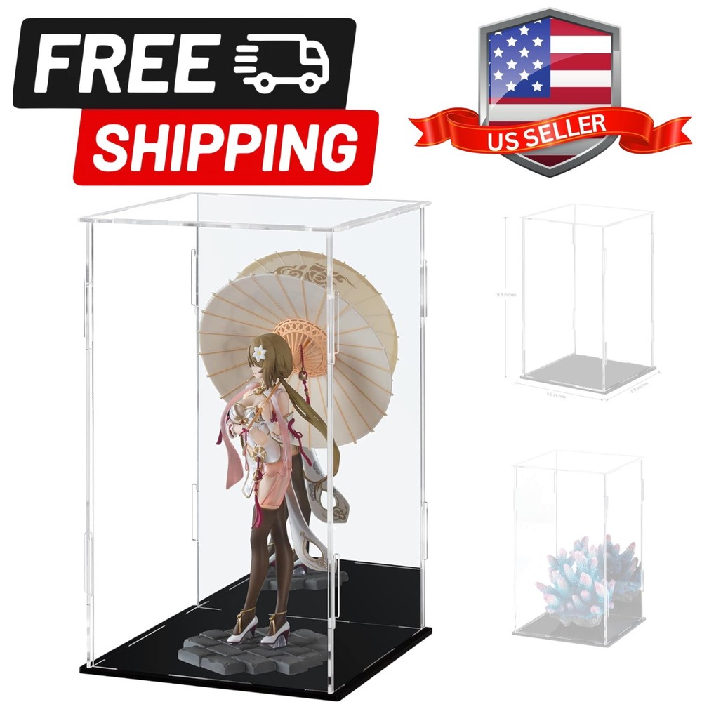 Acrylic Display Case Clear Display Box with Mirror Countertop Cube for Collec...