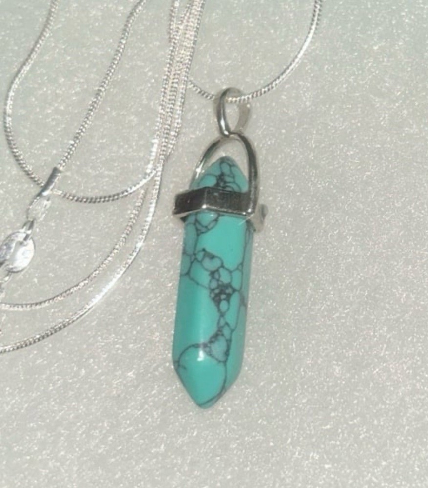 Turquoise Sterling Silver 30” Necklace