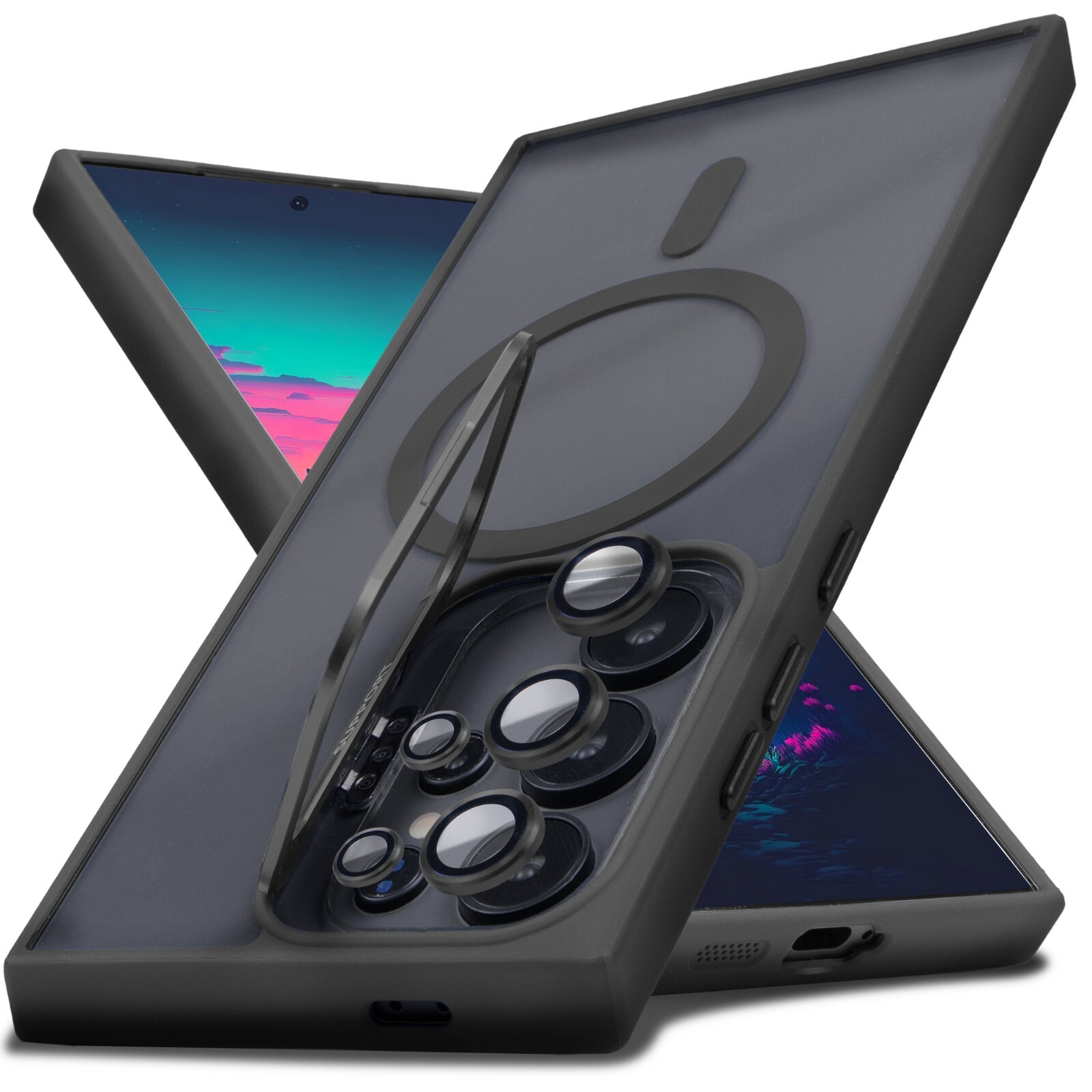 For Samsung Galaxy S25 Ultra S24 S23 S22 Kickstand Mag Safe Case+Lens Protector