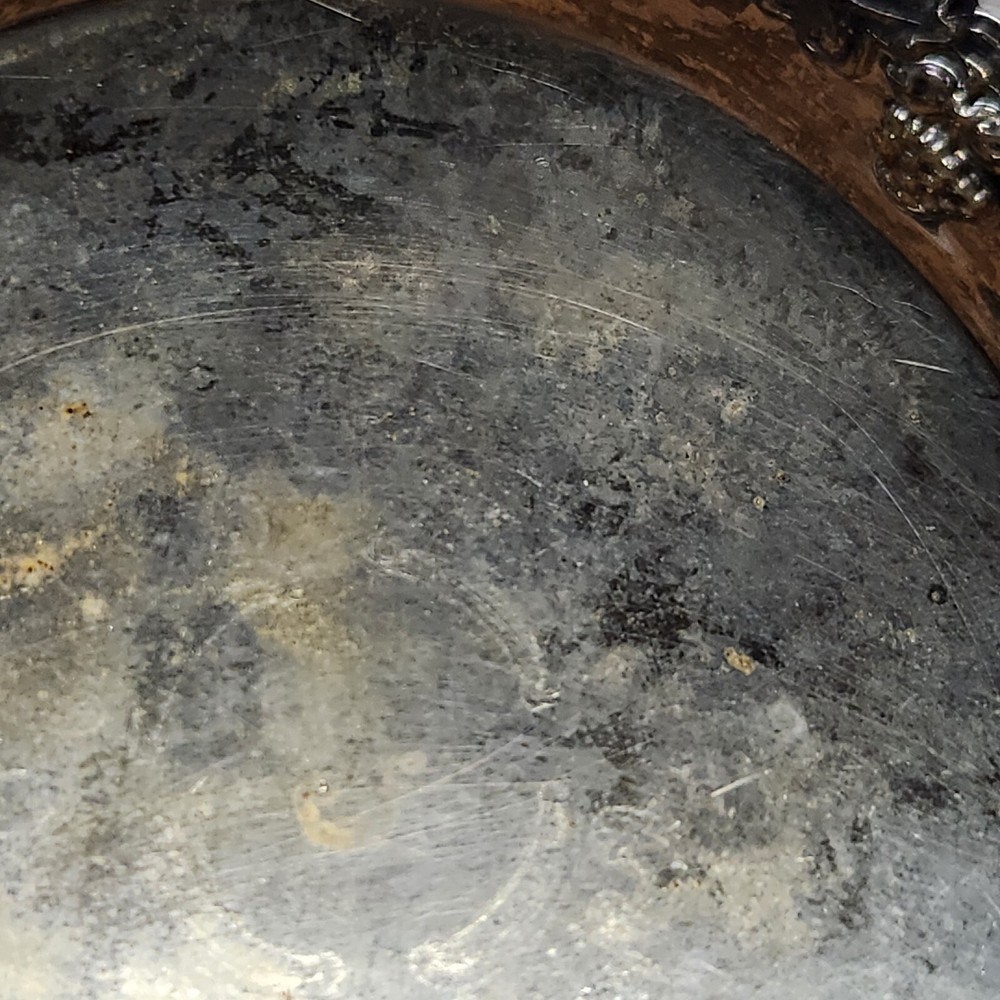 Two Small Silver Plated Trinket/ Dishes Grape Pattern Hong Kong