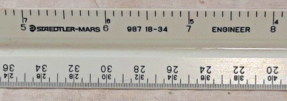 Staedtler-Mars 987 18-34 Engineer Triangular 3 Sided Ruler Colors German Drafti
