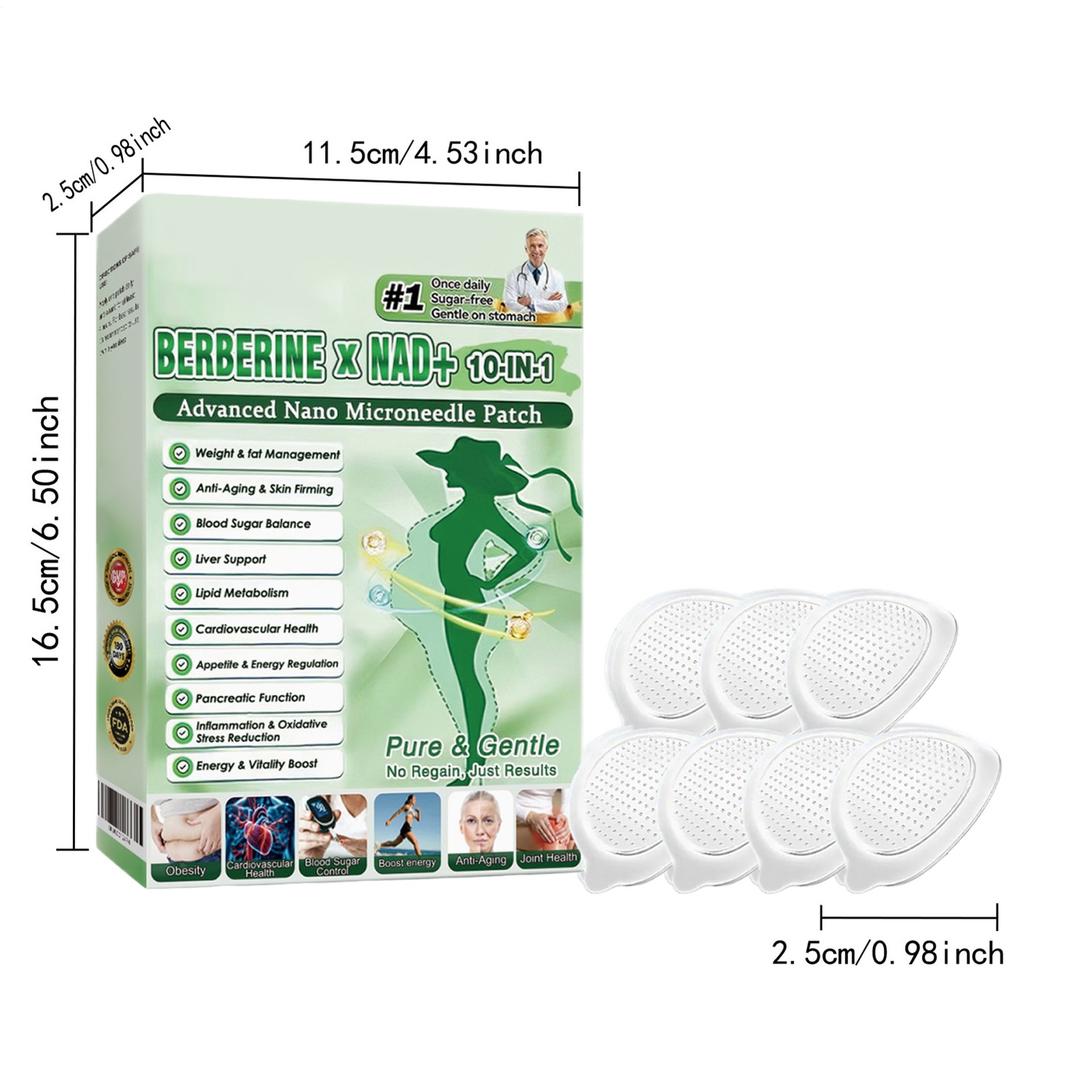 3PACK Moringa Berberine 10-in-1 Advanced Nano Microneedle Patches 7Pcs/Box New