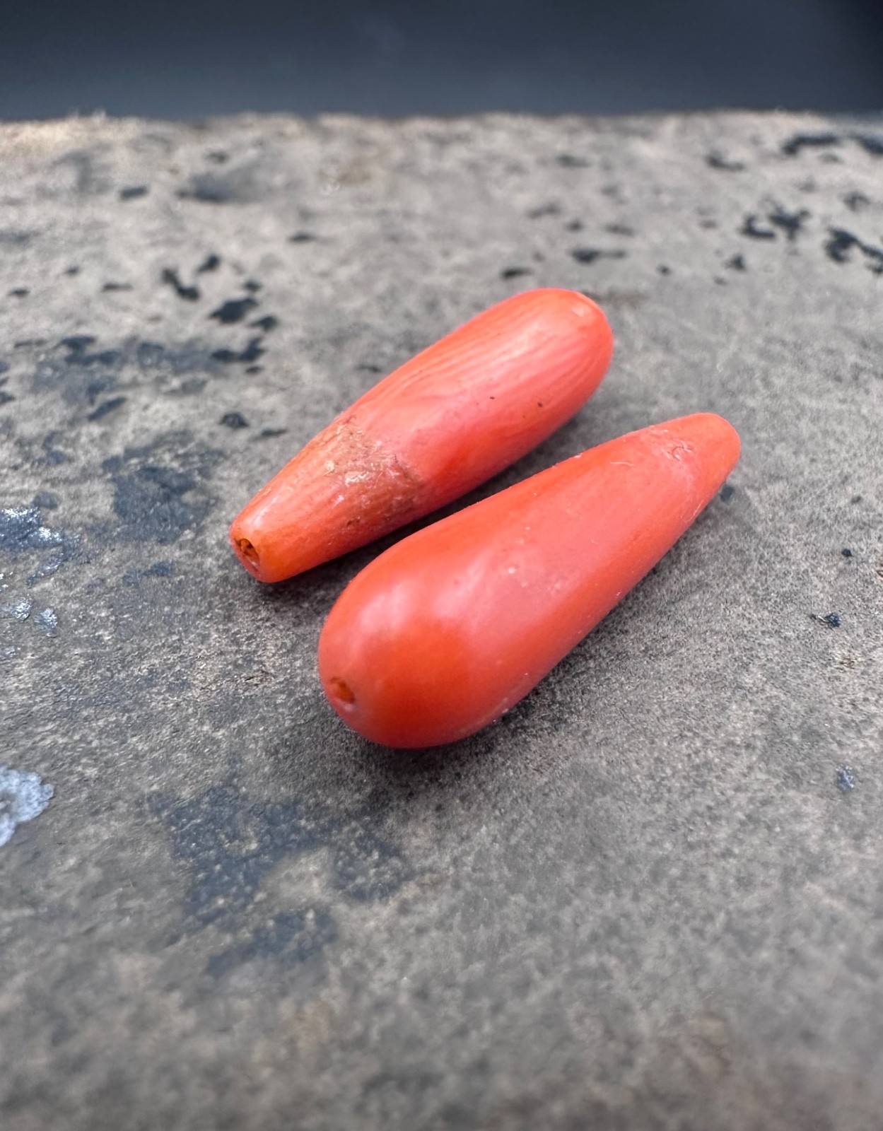 ANTIQUE UNDYED BEAD CORAL Vintage Mediterranean NATURAL Tibet momo Japan salmon