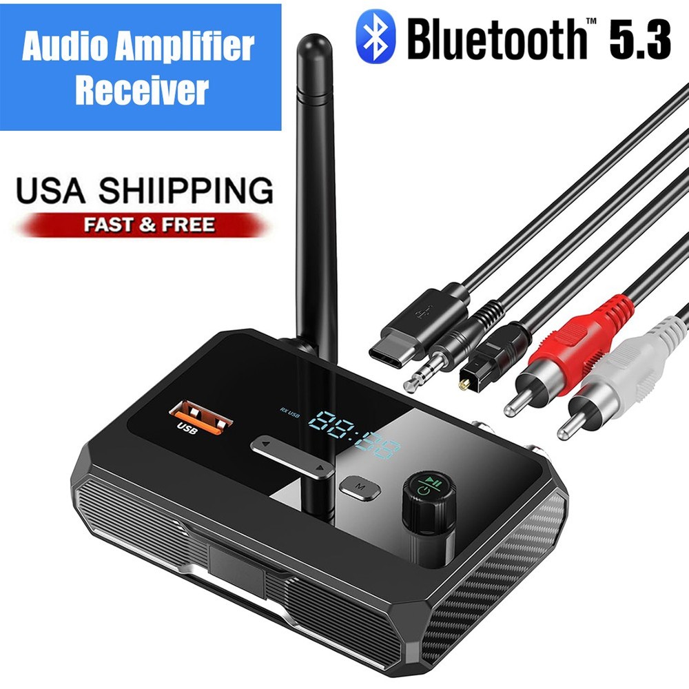 Bluetooth 5.3 Audio Receiver for Home Stereo RCA Adapter Support Optical AUX USB