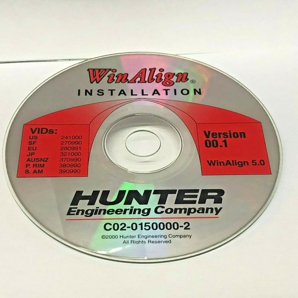 Version 00.1 Hunter Engineering WinAlign Alignment Installation CD Software P88
