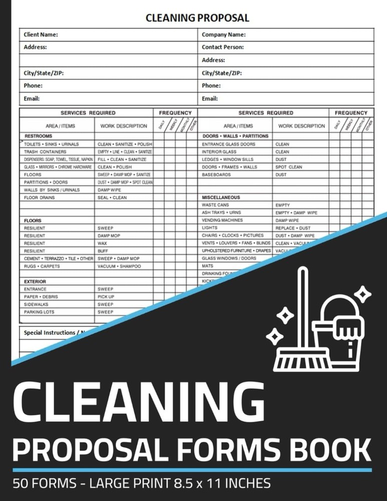 Cleaning Proposal Forms Book: Cleaning Service Proposal Form | Janitorial Servic