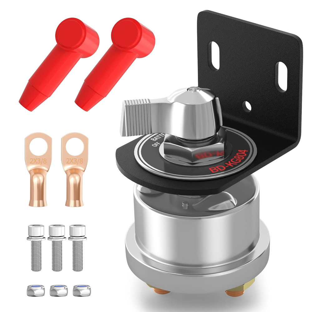 12V Battery Disconnect Switch with Side Post Mounting Bracket, 200A High Current