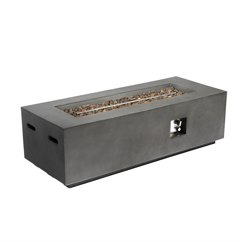 60 inch Outdoor Rectangle Propane Fire Pit Table 60000 BTU Concrete Fire Table