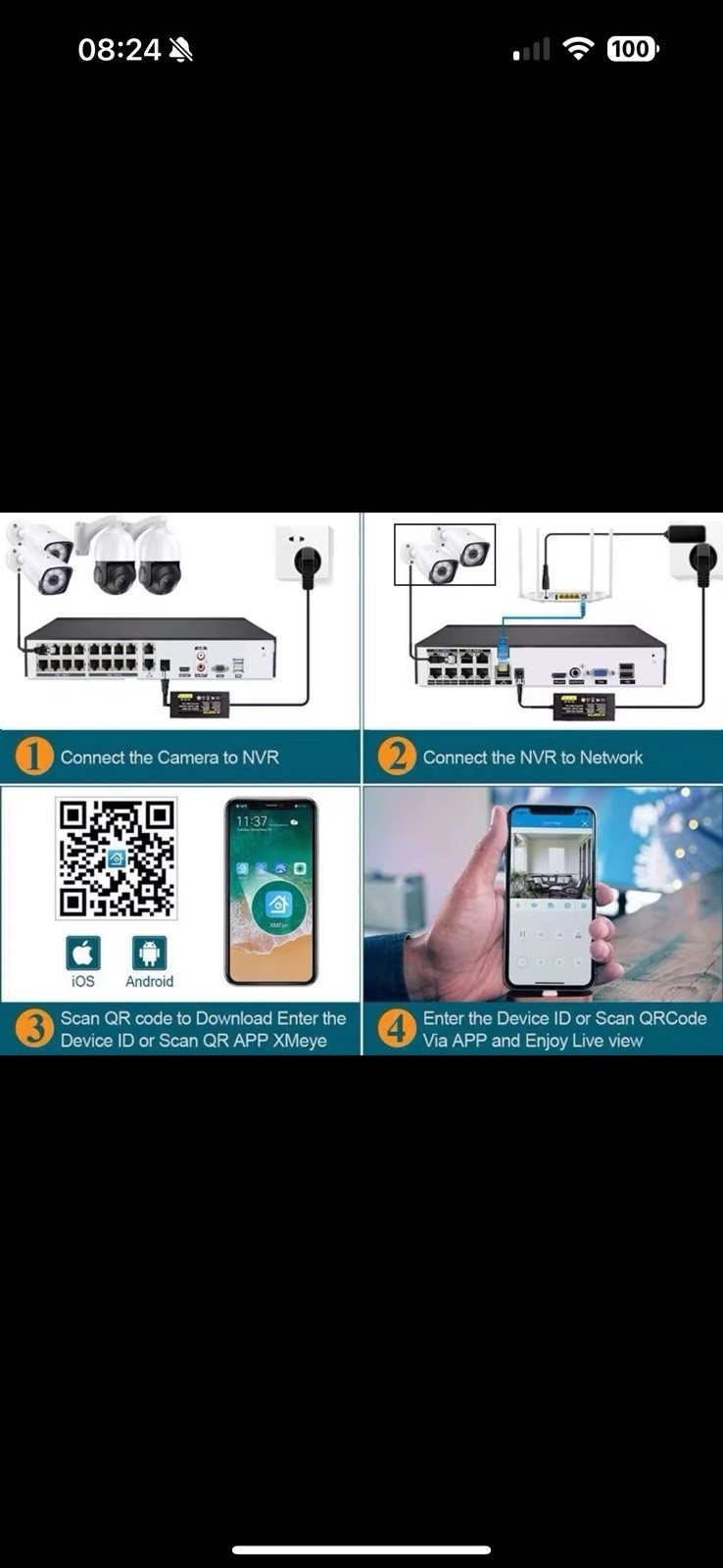 4K 16CH HD 8MP NVR Video Recorder 2TB HDD + POE Splitter /USB Drive / RJ45 cover