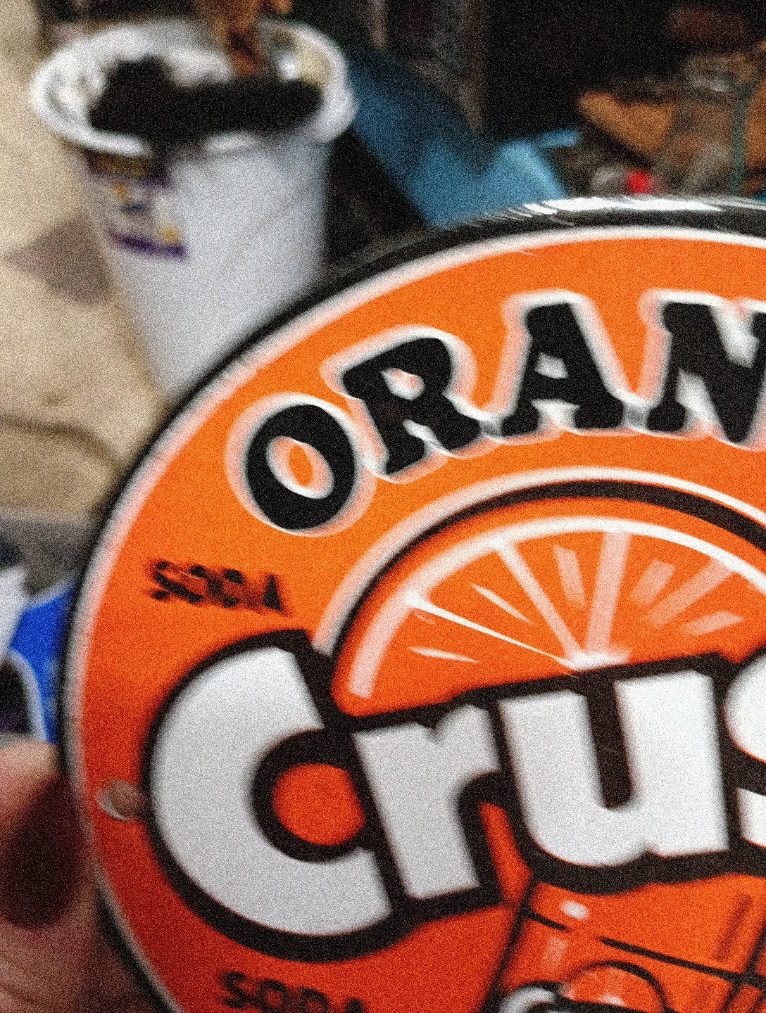 Round Porcelain Orange Crush Soda Sign