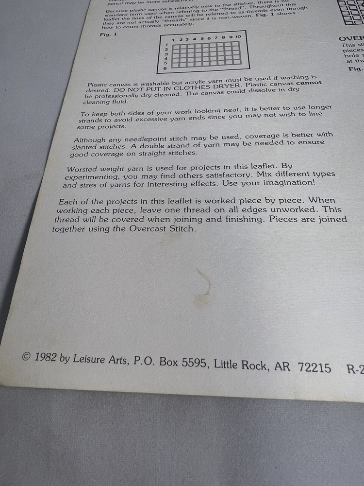 Vintage 1982 Leisure Arts Creative Projects for Plastic Canvas Pattern Book