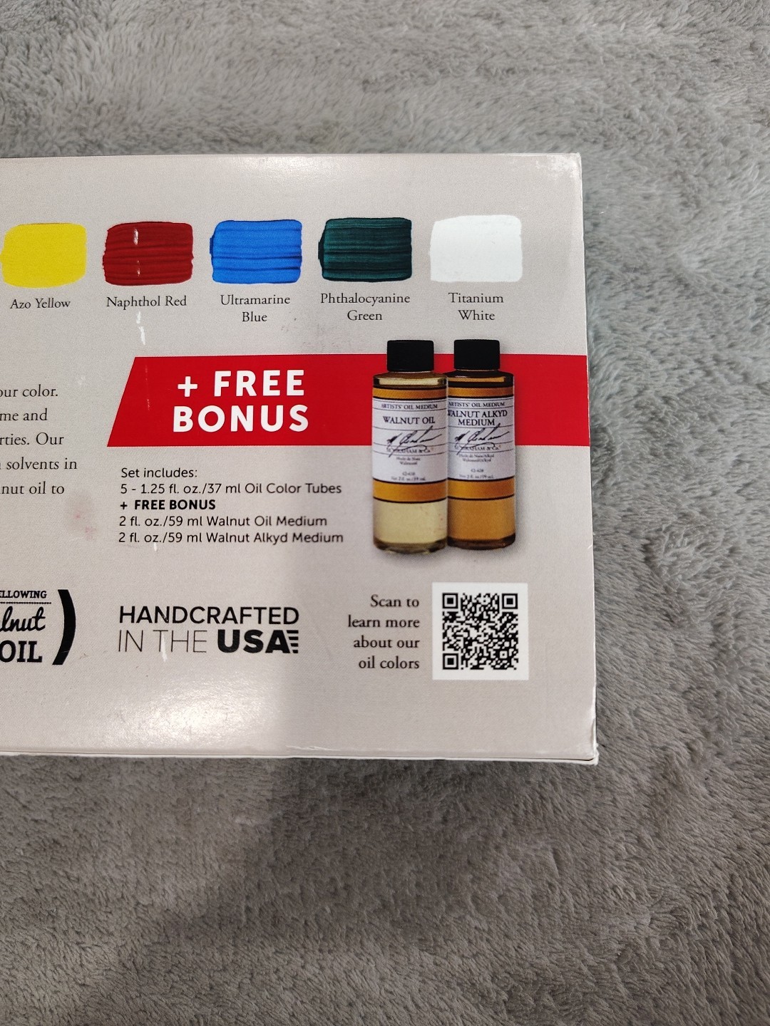 M Graham & Co. Oil Paints Set Of 5 Basic Colors And Walnut Mediums New