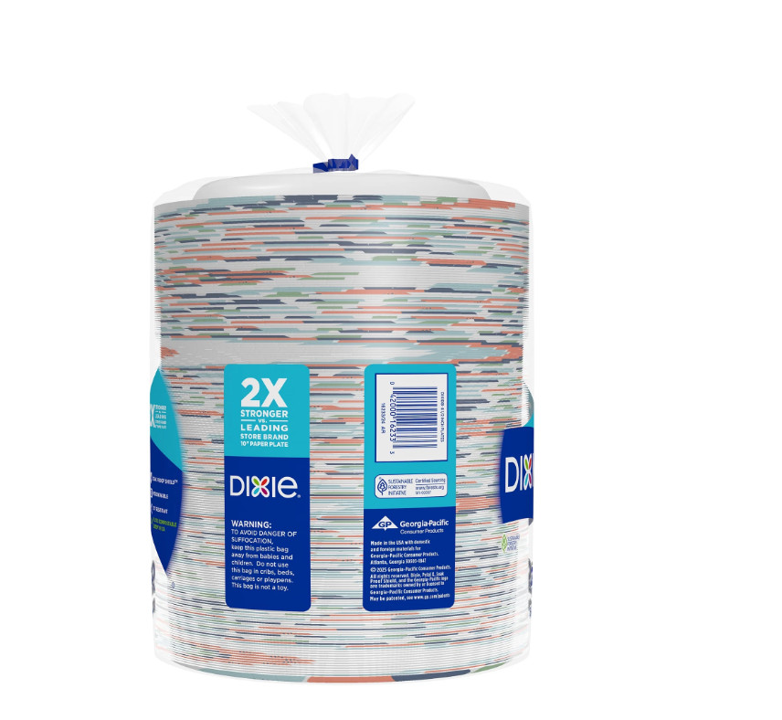 Dixie Disposable Paper Plates, 8.5", Multi-Color, 200 Count