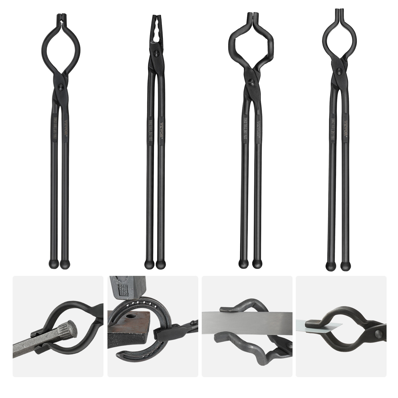 VEVOR Blacksmith Tongs 18” 4 PCS V-Bit Bolt Wolf Jaw Z V-Bit Gripping Tongs