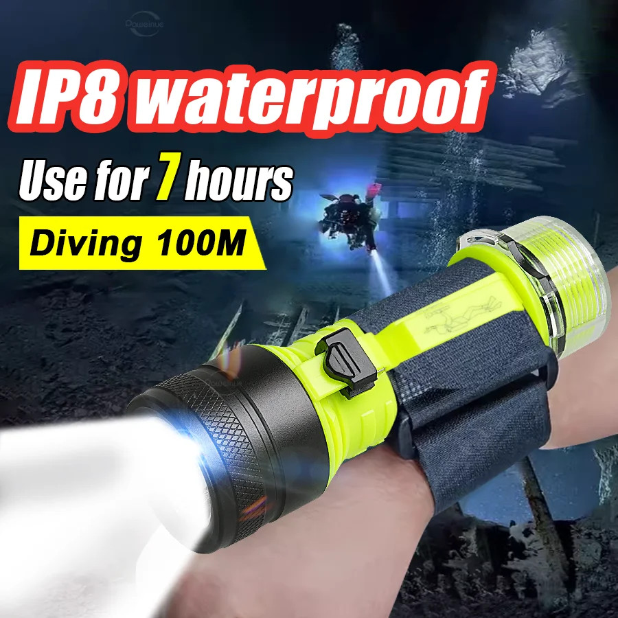Super Bright Diving Flashlight Built-in Battery Type C Rechargeable Diving Torch
