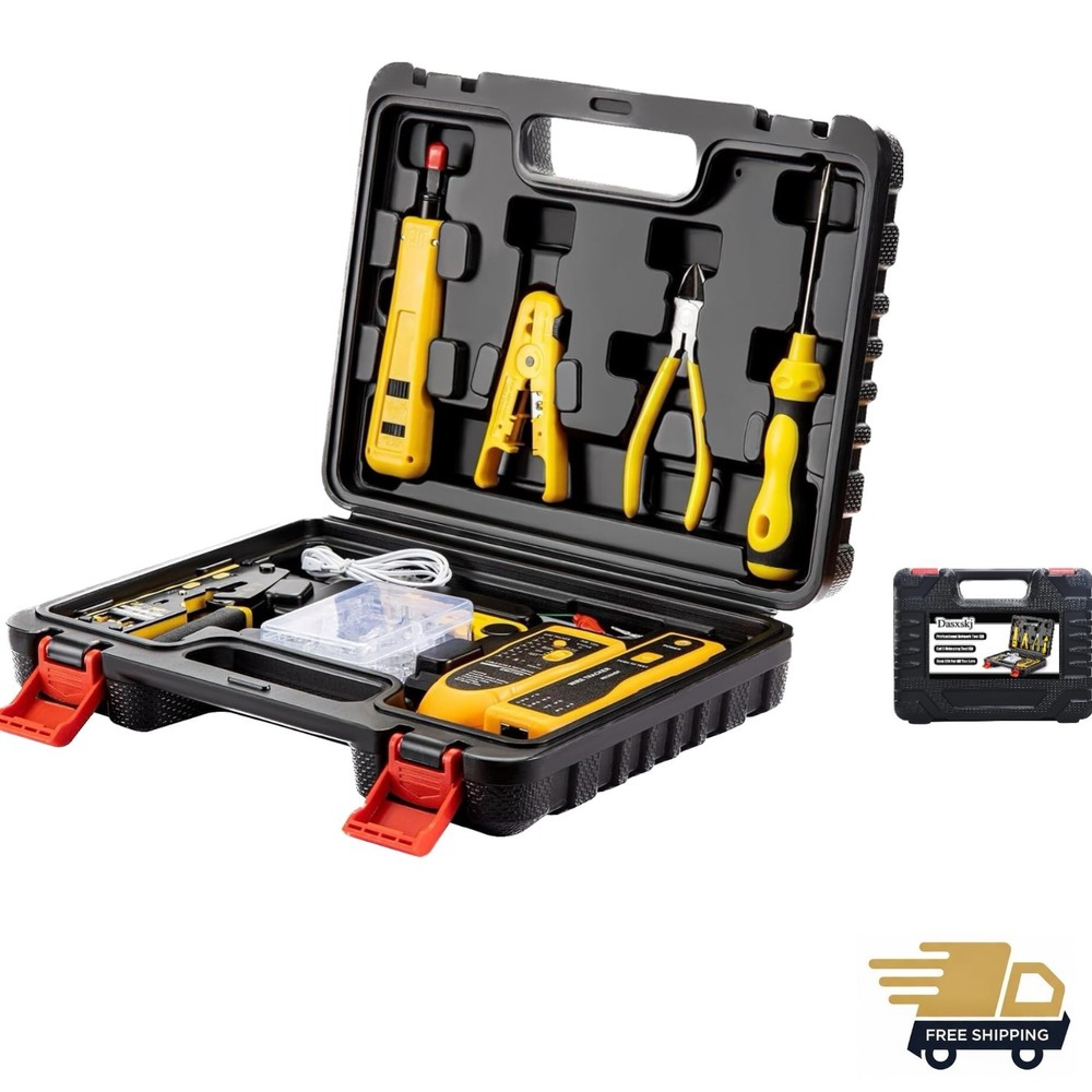 Comprehensive Cable Installation Kit: RJ45 Crimp Tool & Wire Tracker Included