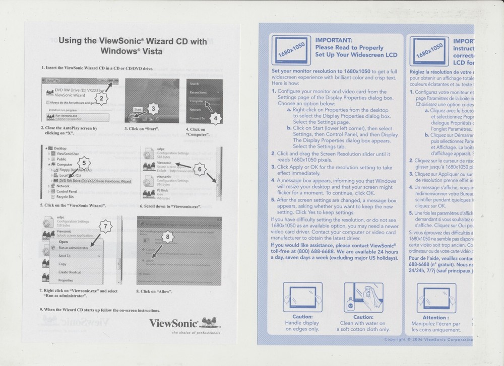 ViewSonic Wizard User Guide and Installation Software CD-ROM VA2026W Documents