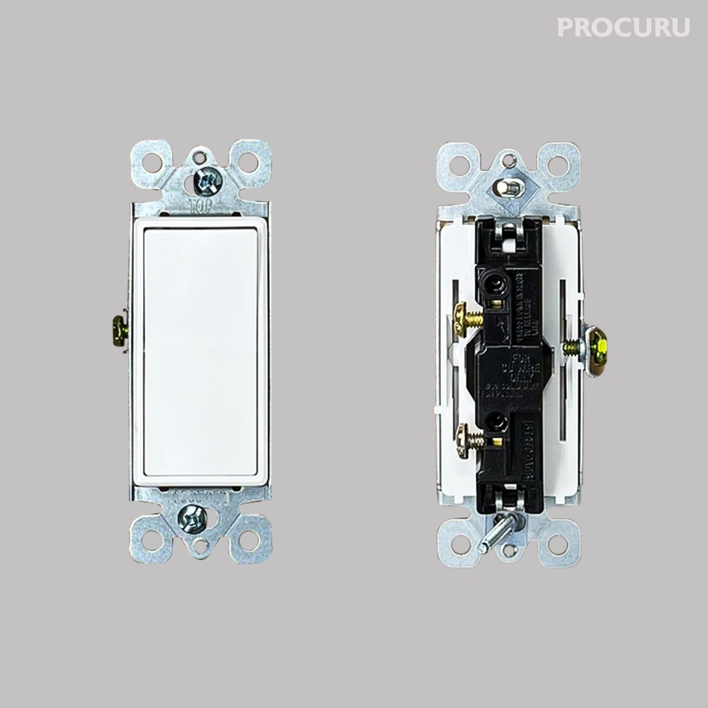 20pack Decorator Paddle Rocker Light Switch Single Pole 3wire Grounding 15a 12