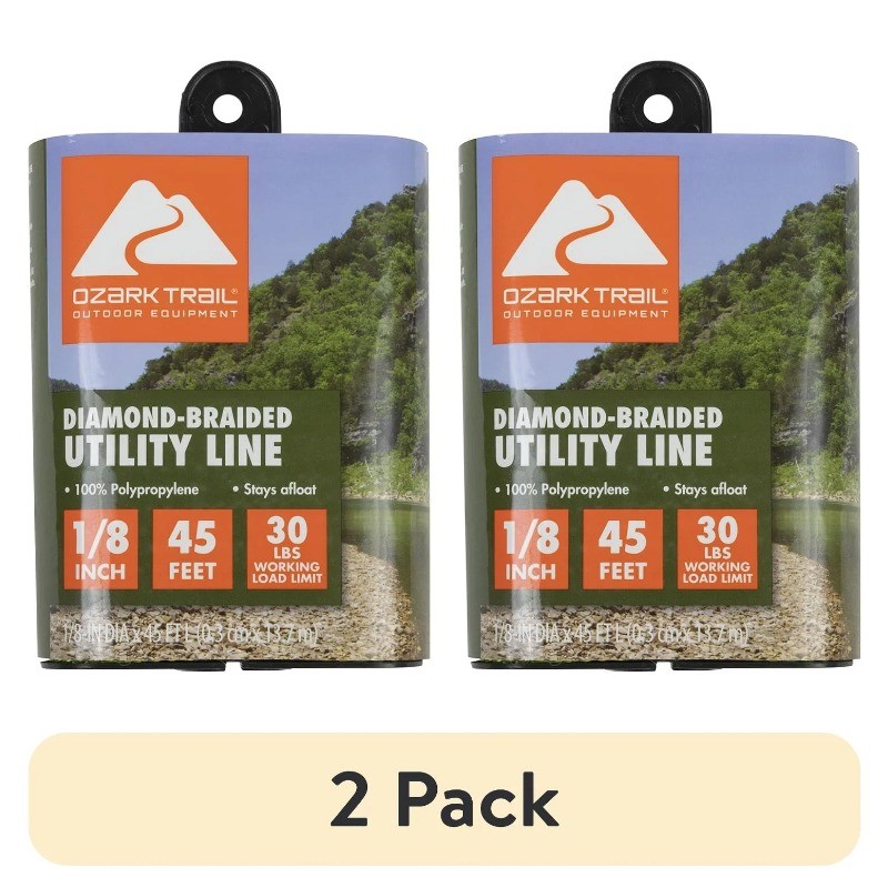(2 pack) Ozark Trail Multifilament Polypropylene Dmnd-Braid Marine Utility Line