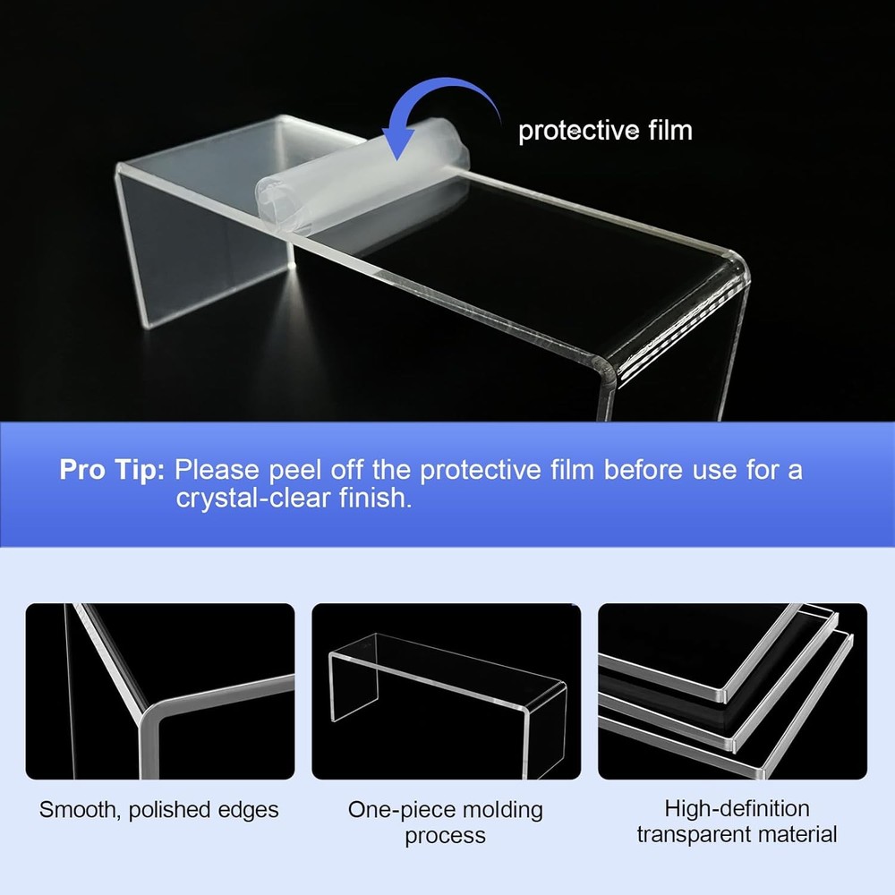Acrylic Risers 8 Pcs – Clear Rectangular Display for Perfume Organizer, Figure