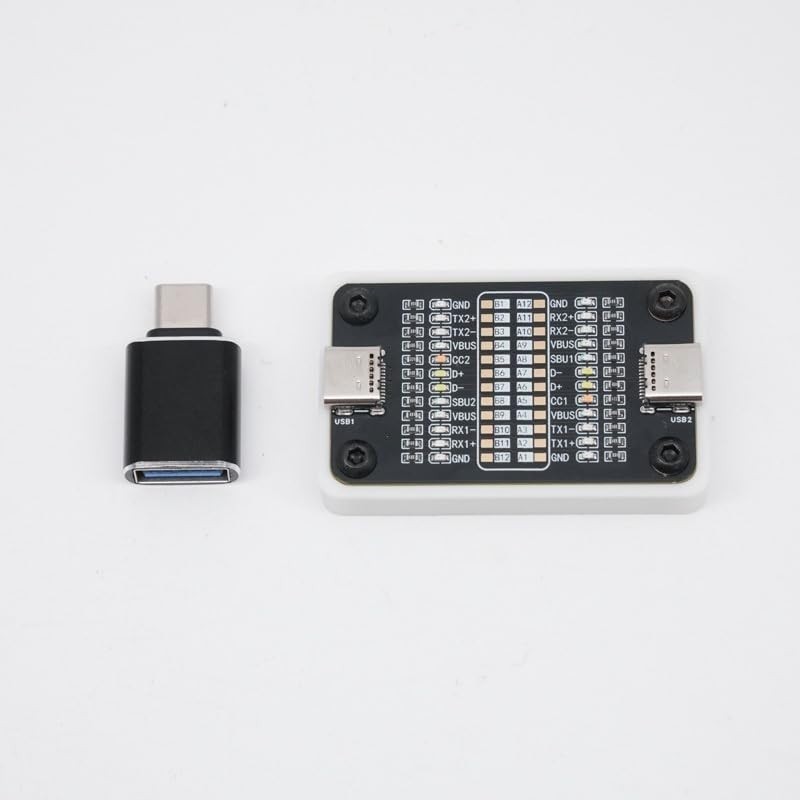 USB-C Cable Tester, 24-Pin Continuity & Power/Data Checker, LED Indicators, Port