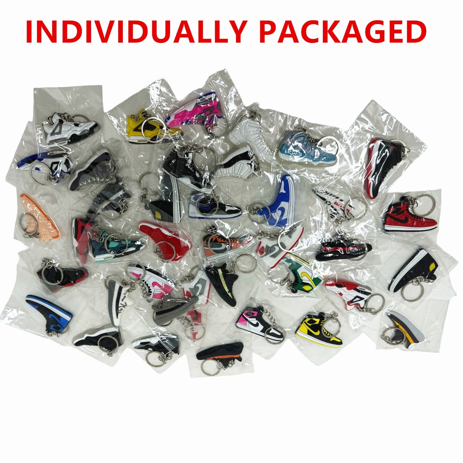 50 Pcs of 2D Sneakers Keychains Hype Beast Sneaker 2D Variety of Keychains Lot