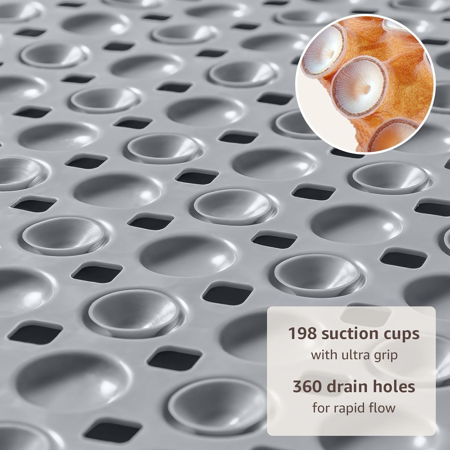 Bath Tub Shower Mat Non Slip, Bathtub Floor Liner Mats for Inside Shower ,Grey