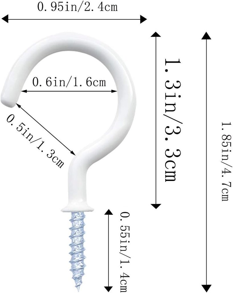yuntop 12 Pack Vinyl Coated Ceiling Hooks, Multi-Function 1-1/4 Inch, White