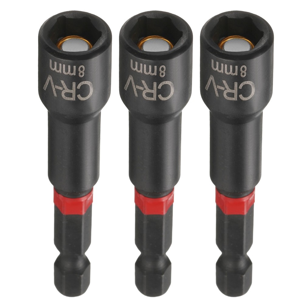 3pcs Nut Driver Drill Bits 8mm Socket 1/4" Hex Shank 3" Magnetic Setter