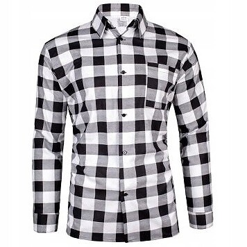 GITTER BLACKWHITE FLANNEL SHIRT, button closure, pocket