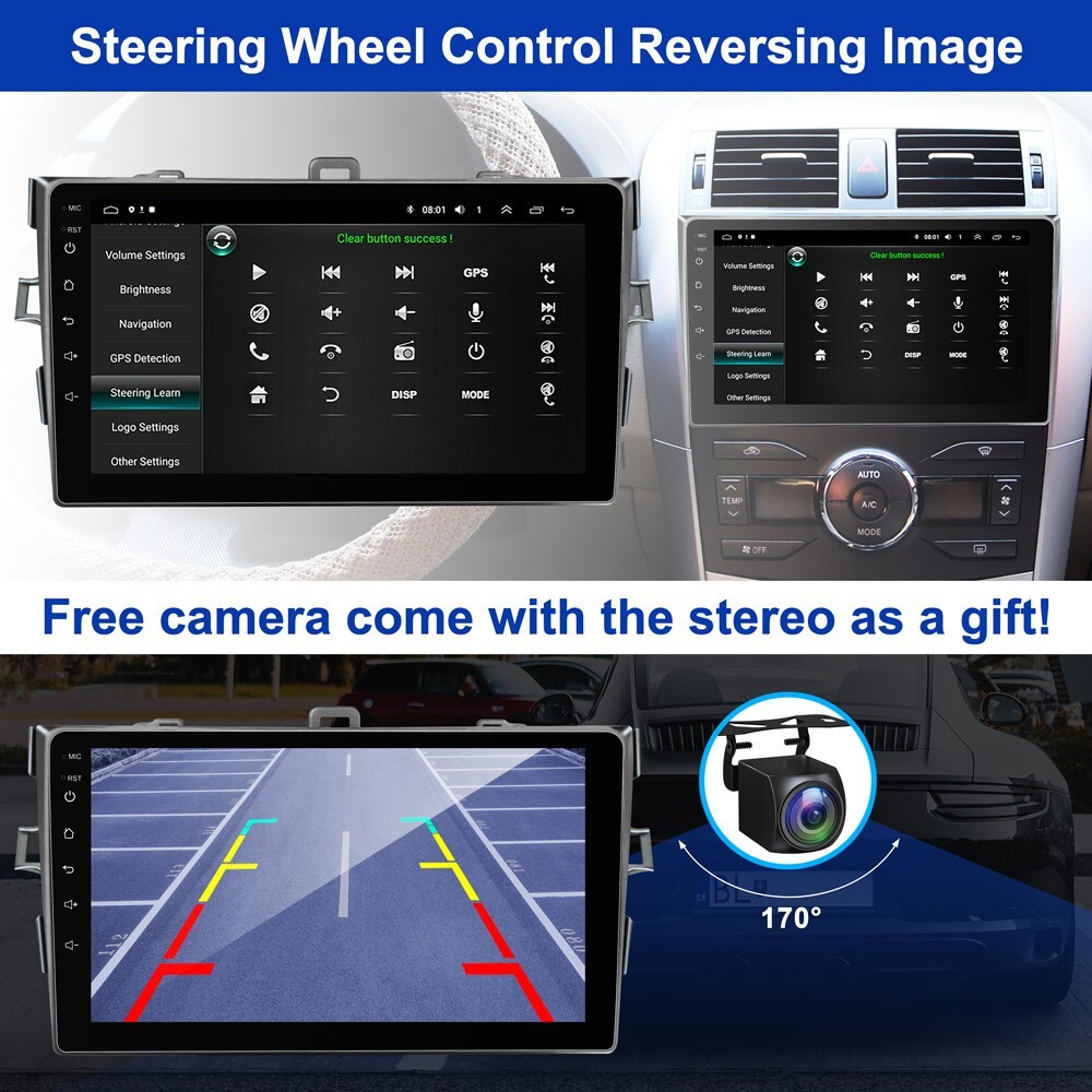 FOR TOYOTA COROLLA 2009-2013 Apple Carplay Car Radio Android 13 GPS Navi Stereo