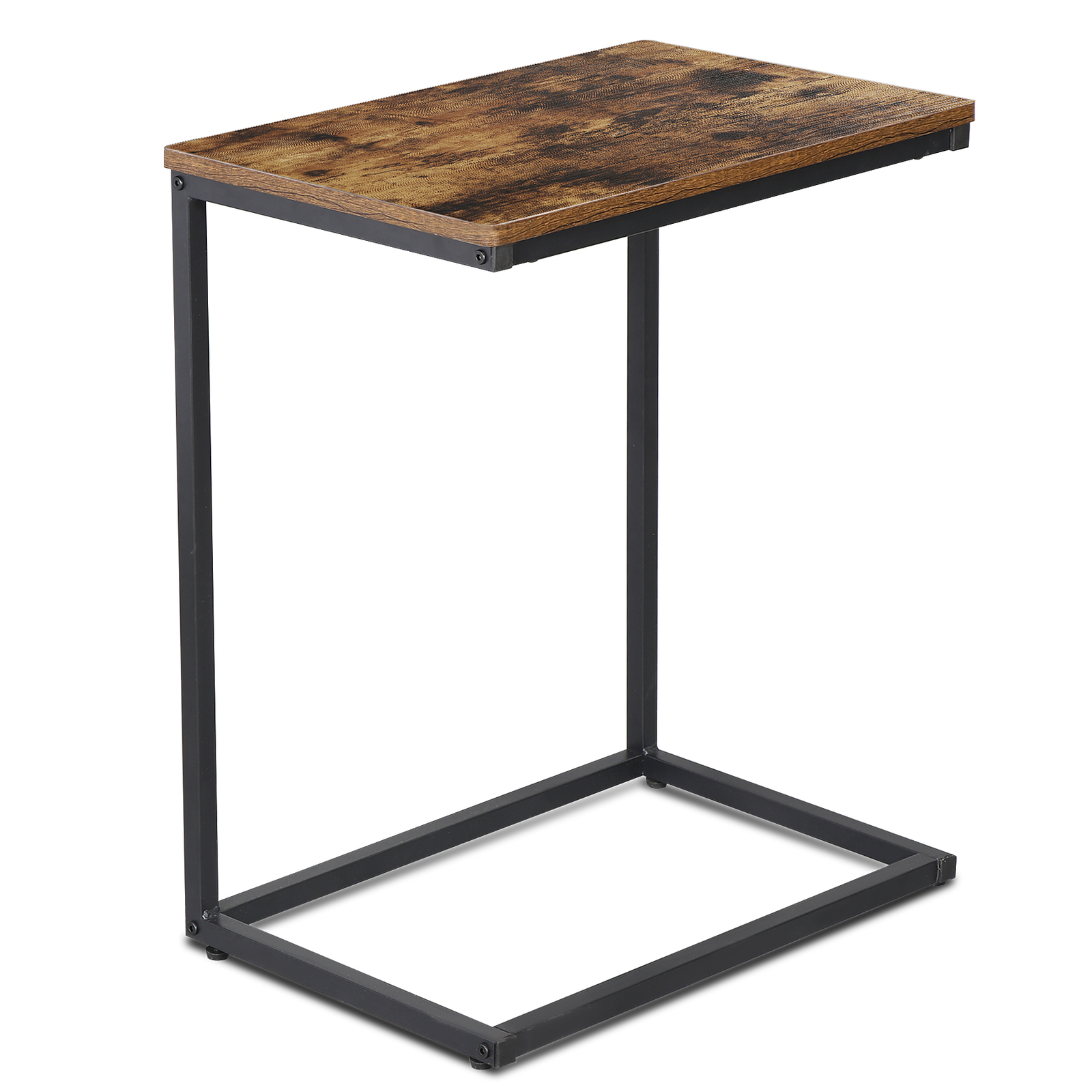 C Shaped End Table Small Side Couch Sofa Table with Metal Frame for Living Room