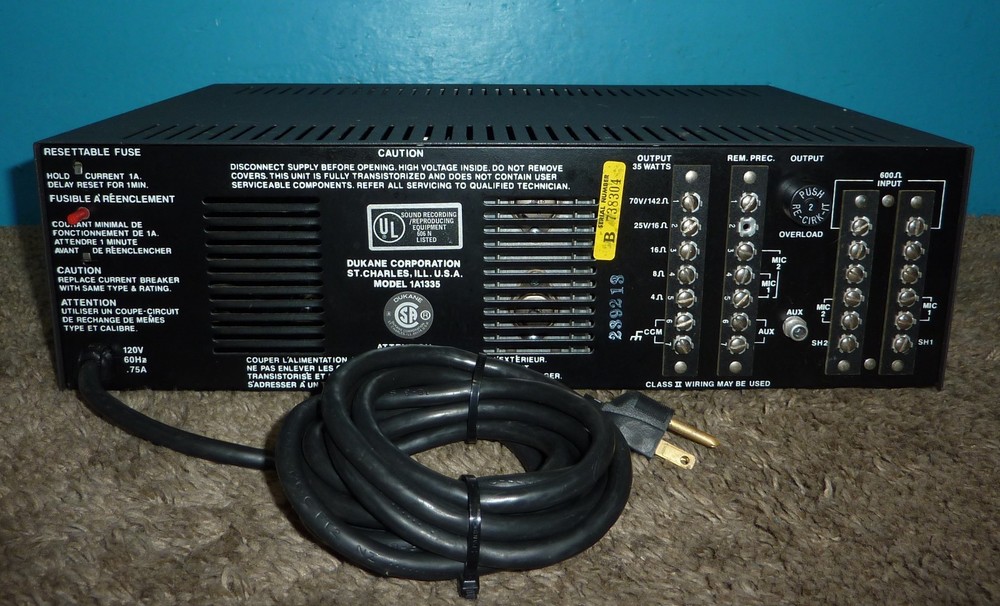 Dukane 35 Model 1A1335 Solid State PA Power Amplifier