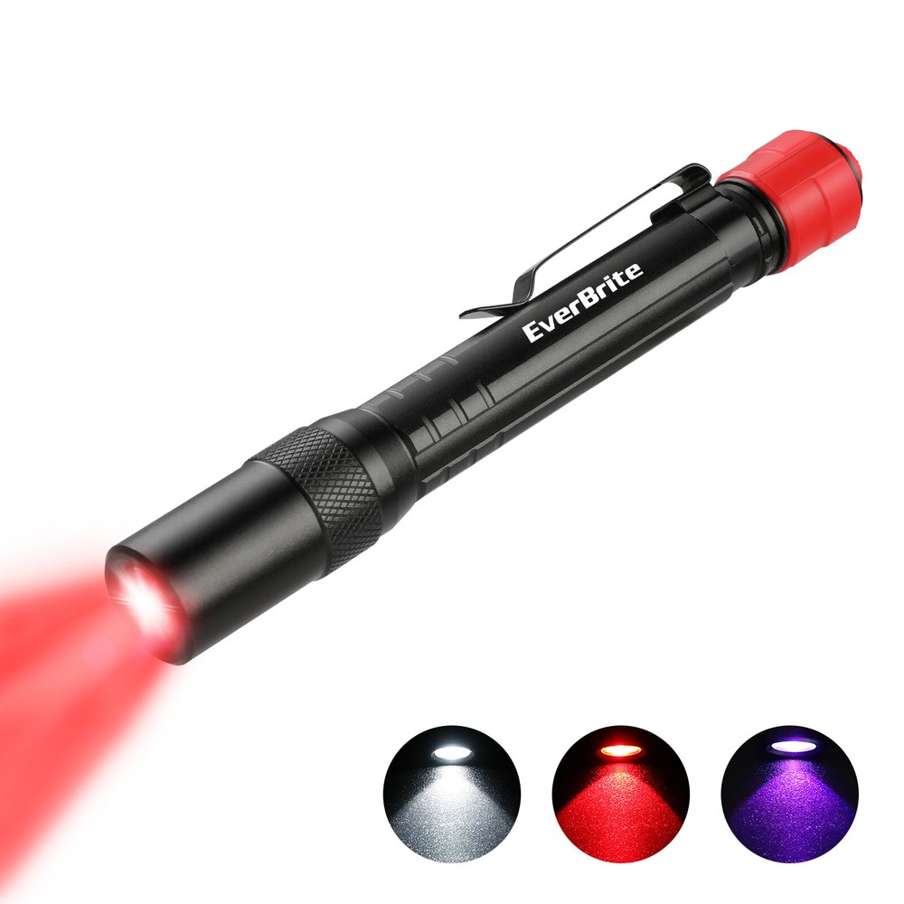 EverBrite Red Light Flashlight Multi-Function LED Pocket Pen Light AAA Batteries
