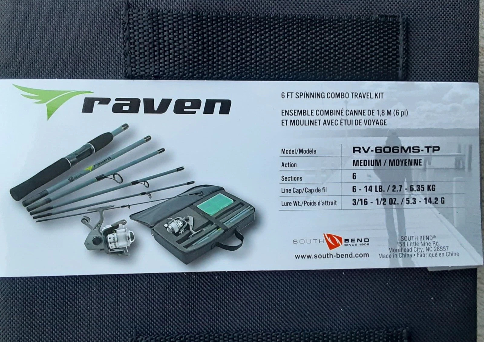 South Bend Fishing Raven 6-Section 6' MED Spinning Rod / Reel Combo Travel Pack