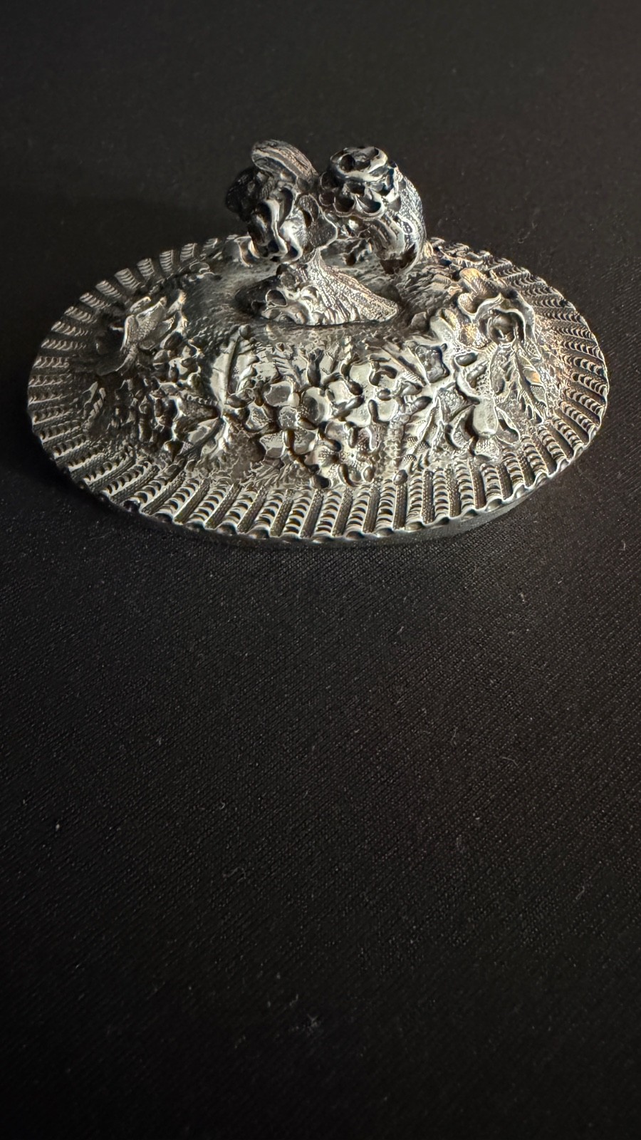 Antique Sterling Silver Repousse Lid Probably S Kirk & Son