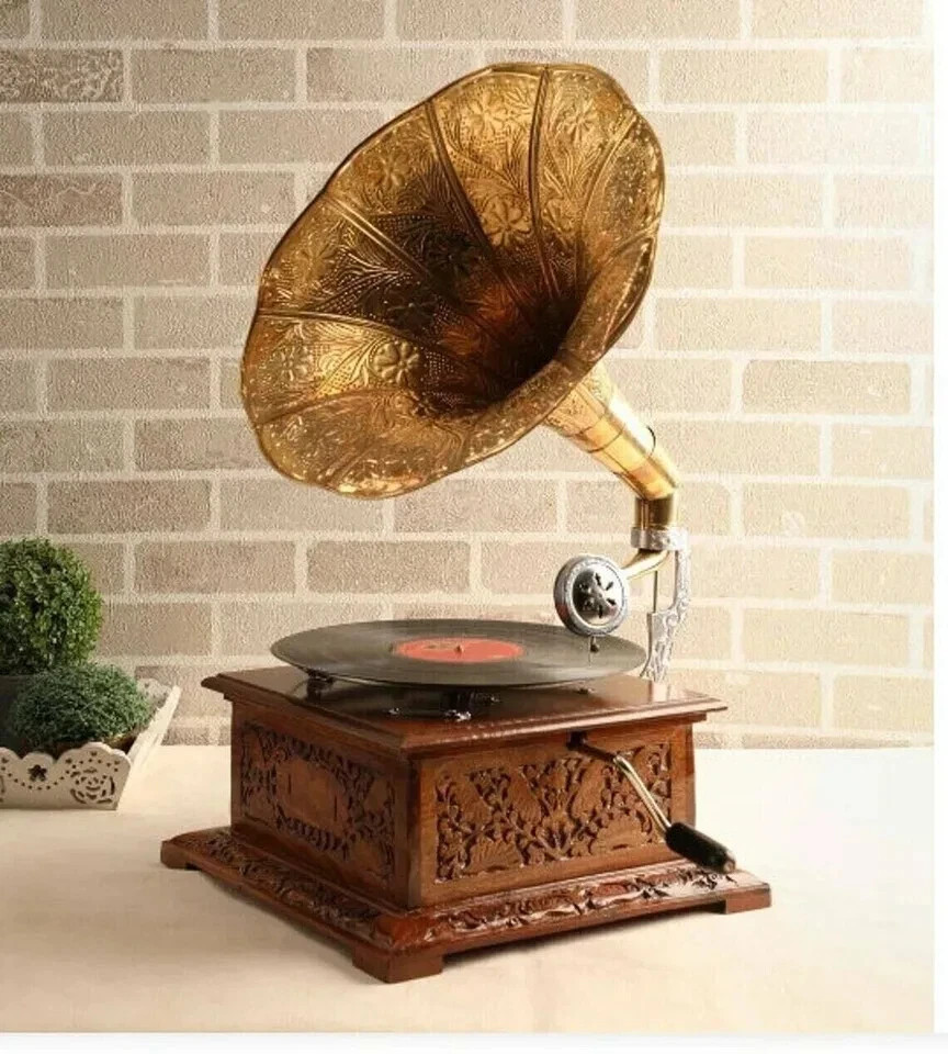 Antique HMV Gramophone Fully Functional Working Phonograph, win-up record player