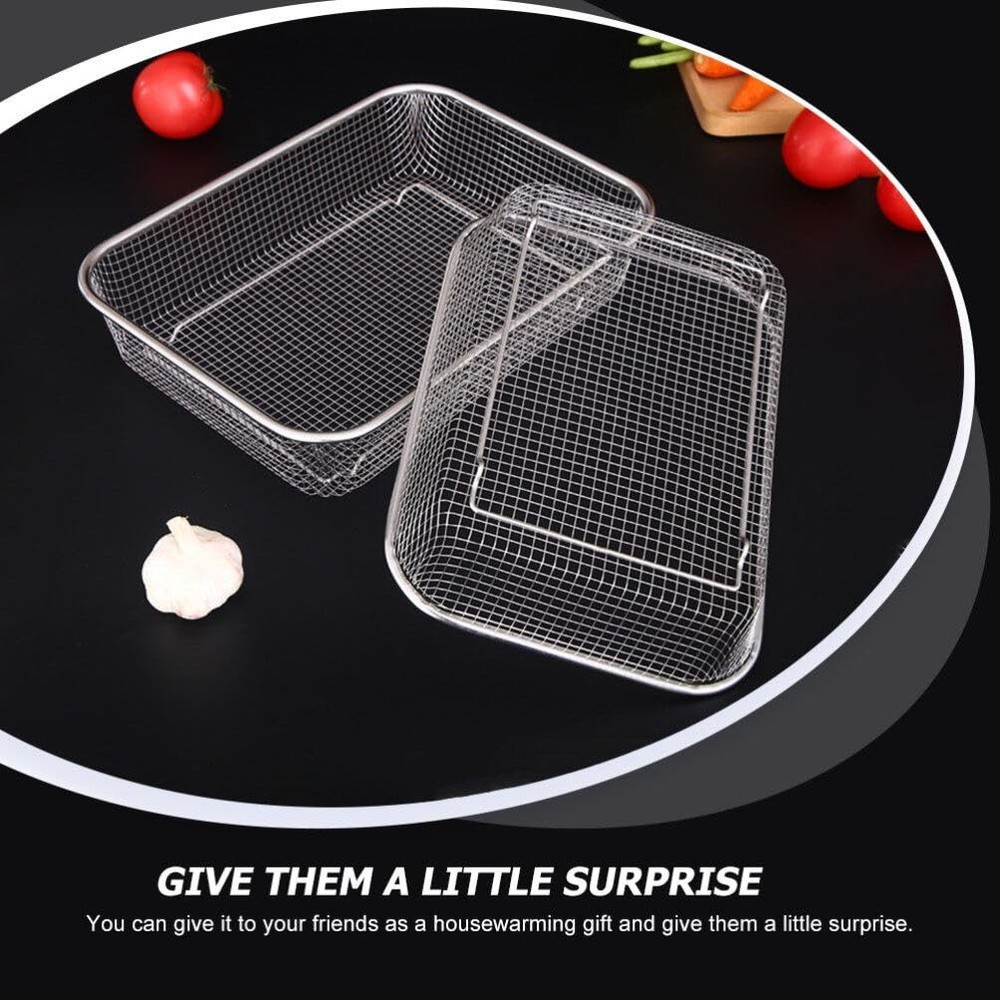 Stainless Steel Rectangular Colander 14.56X10.62X2.95 Inch Multi-Function Mes...