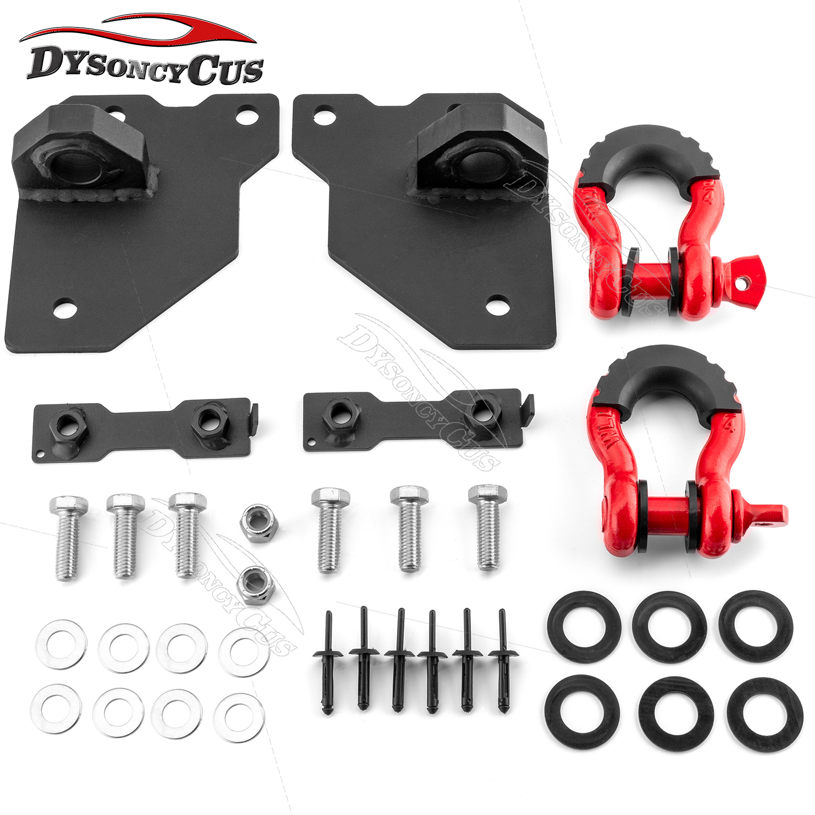 For 2005-2011 Jeep Grand Cherokee Front Tow Hook Shackle Mount+ 3/4'' D Ring Kit