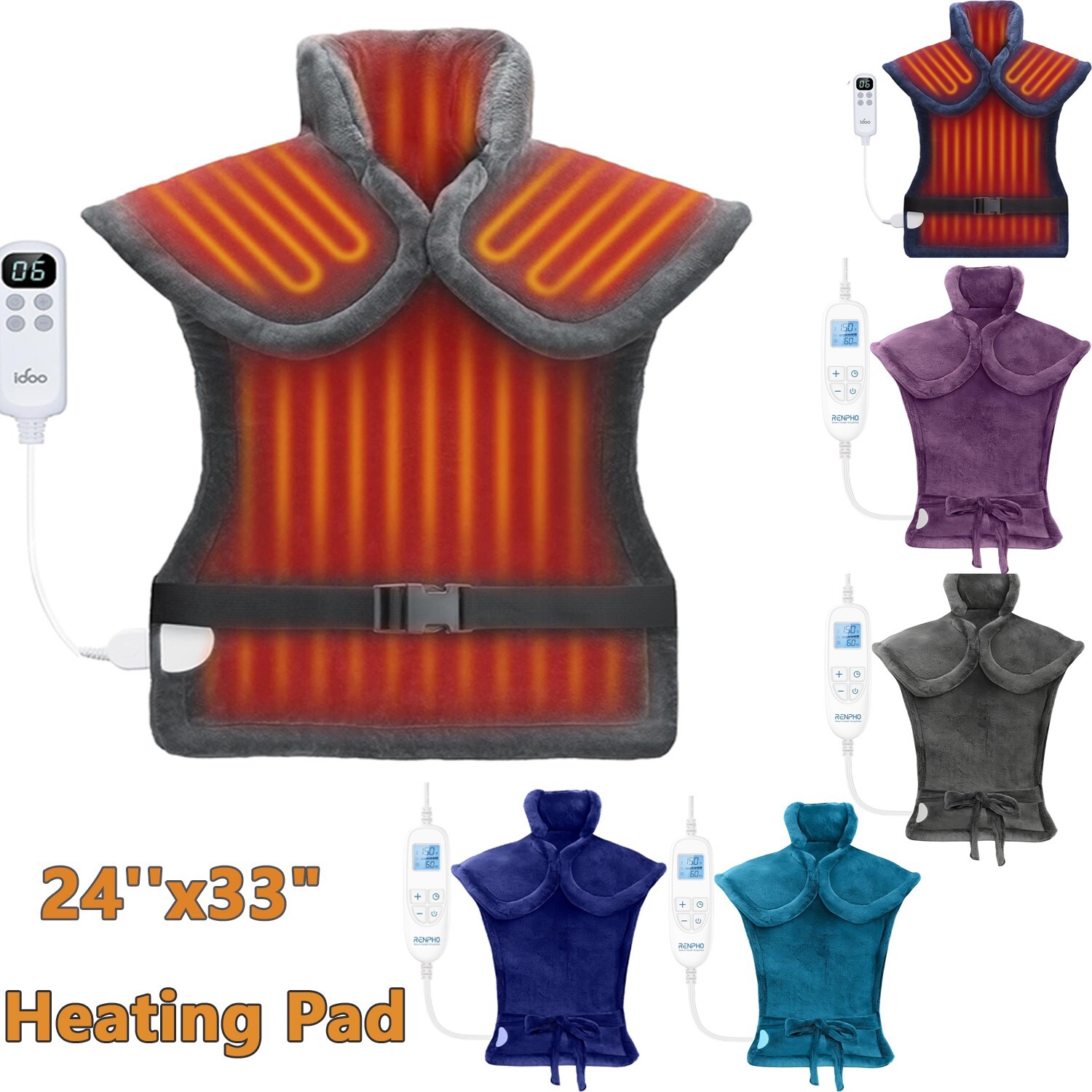 Electric Heating Pads For Muscle Cramps Back Neck Heating Pad Pain Relief 24x33"