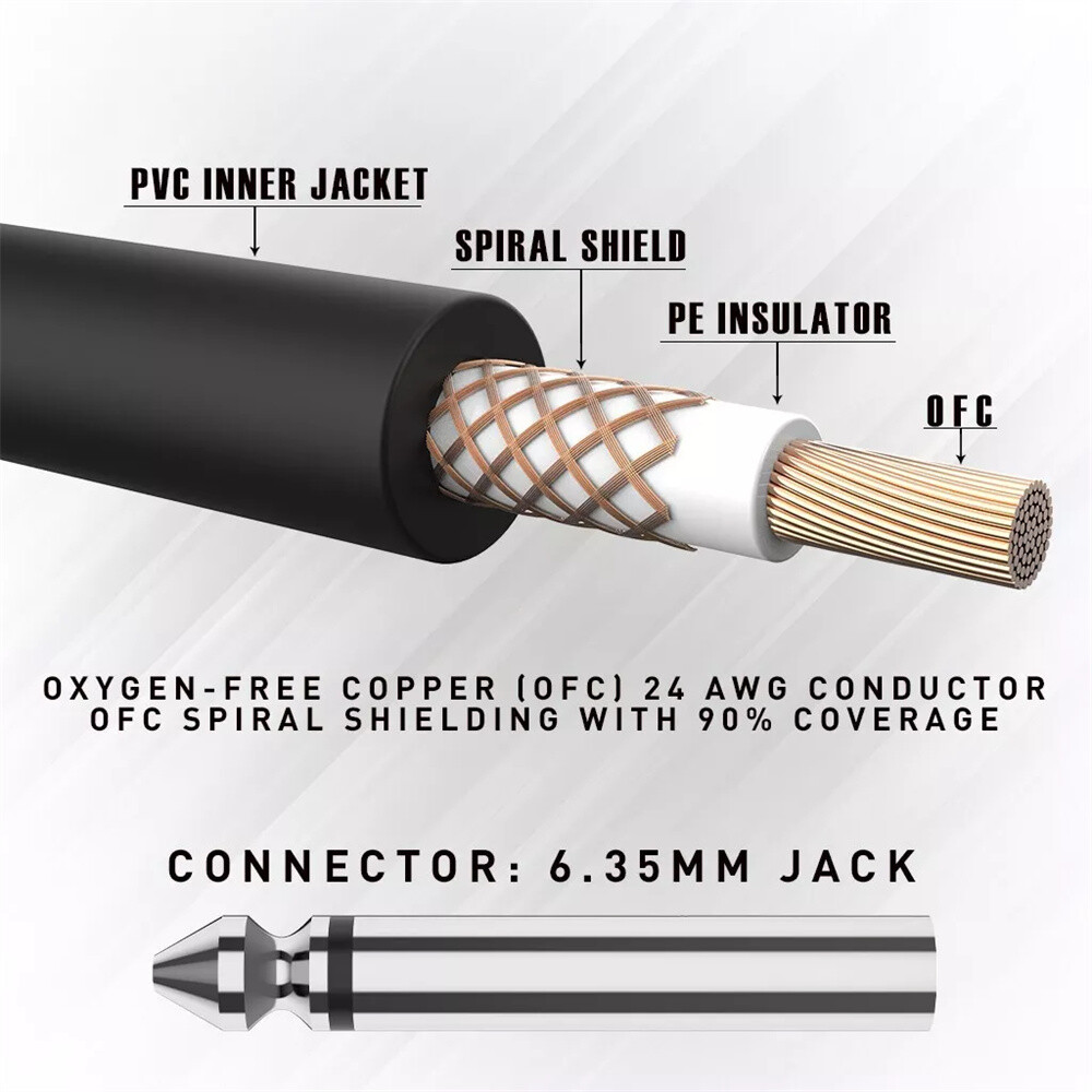 10FT Electric Patch Cord Guitar Amplifier Amp Cable Right Angle 90 Degree