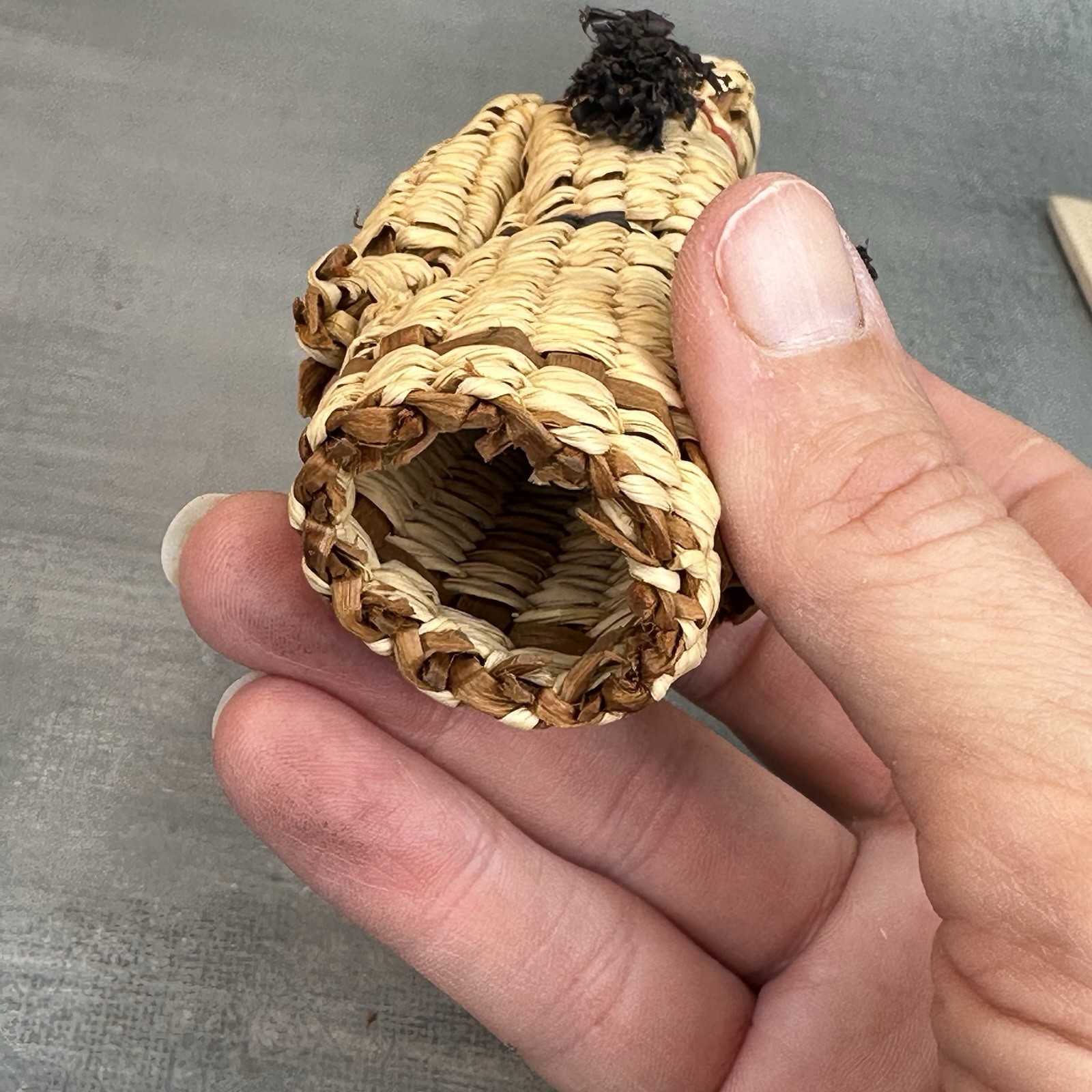 Vintage Native American Skokomish / Yakama Basketry Basket Doll Woman Dress 6”