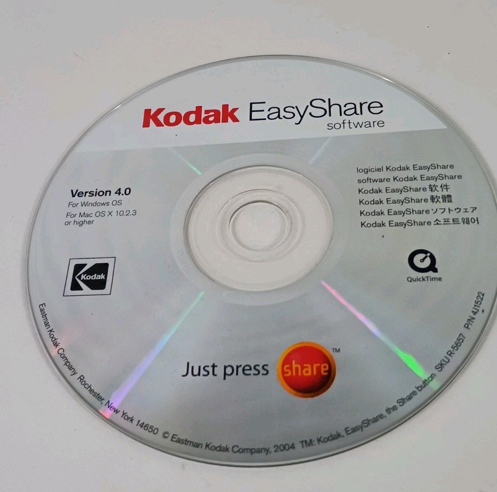 Kodak Easyshare Software Version 4.0 For Windows OS, Mac OS X 10.2.3 & Higher