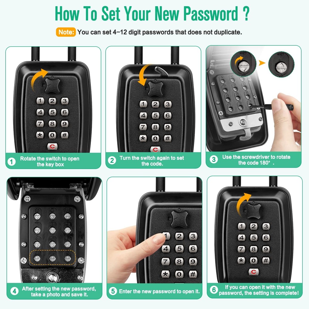 Key Lock Box For Outside 12Digit Combination Waterproof Lockbox Code Safe