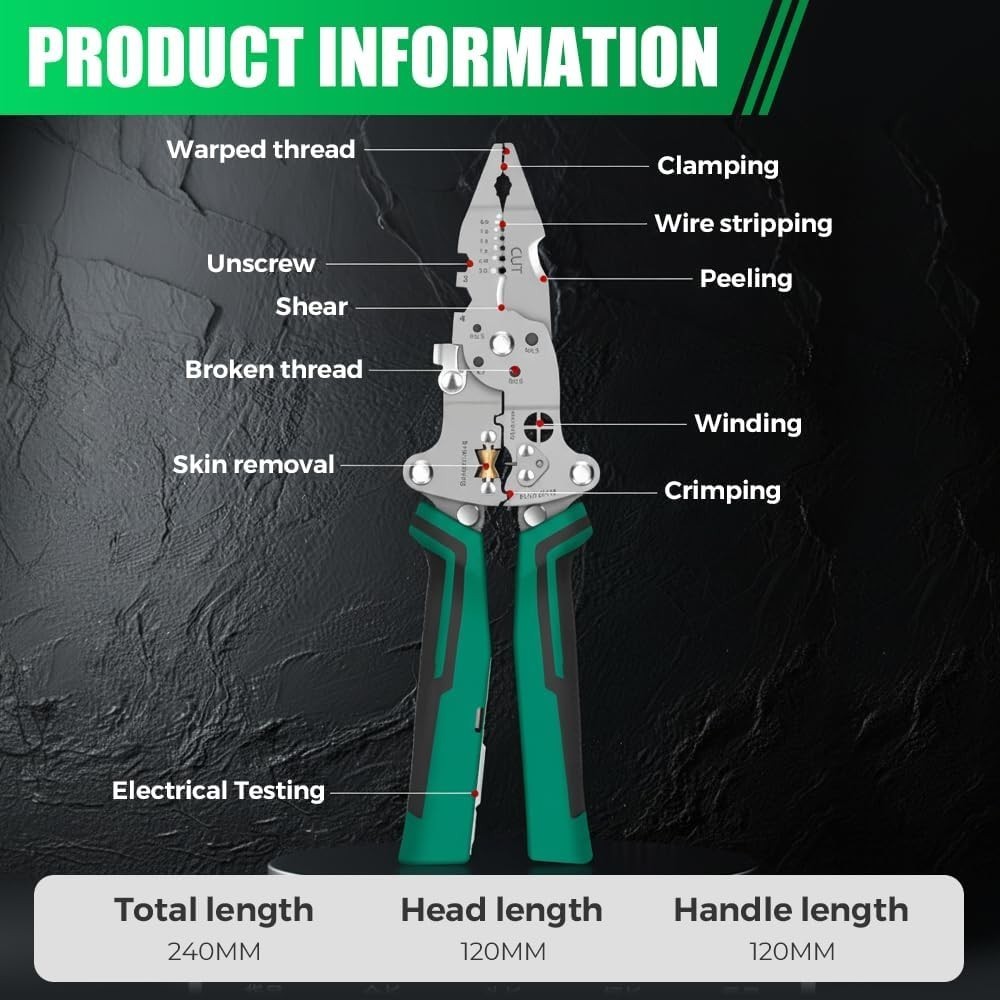 18 IN 1 Foldable Wire Stripper Tester​​ Multi-Function Plier with Voltage Tester