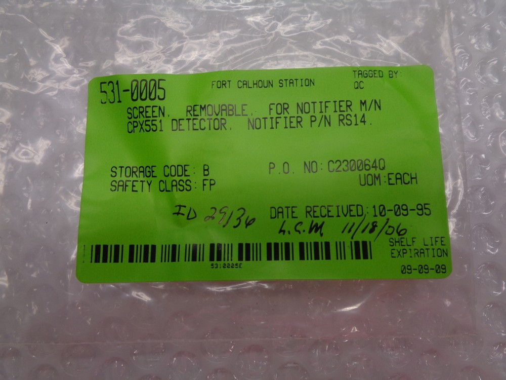 NOTIFIER CPX551 REMOVABLE SCREEN NSNP