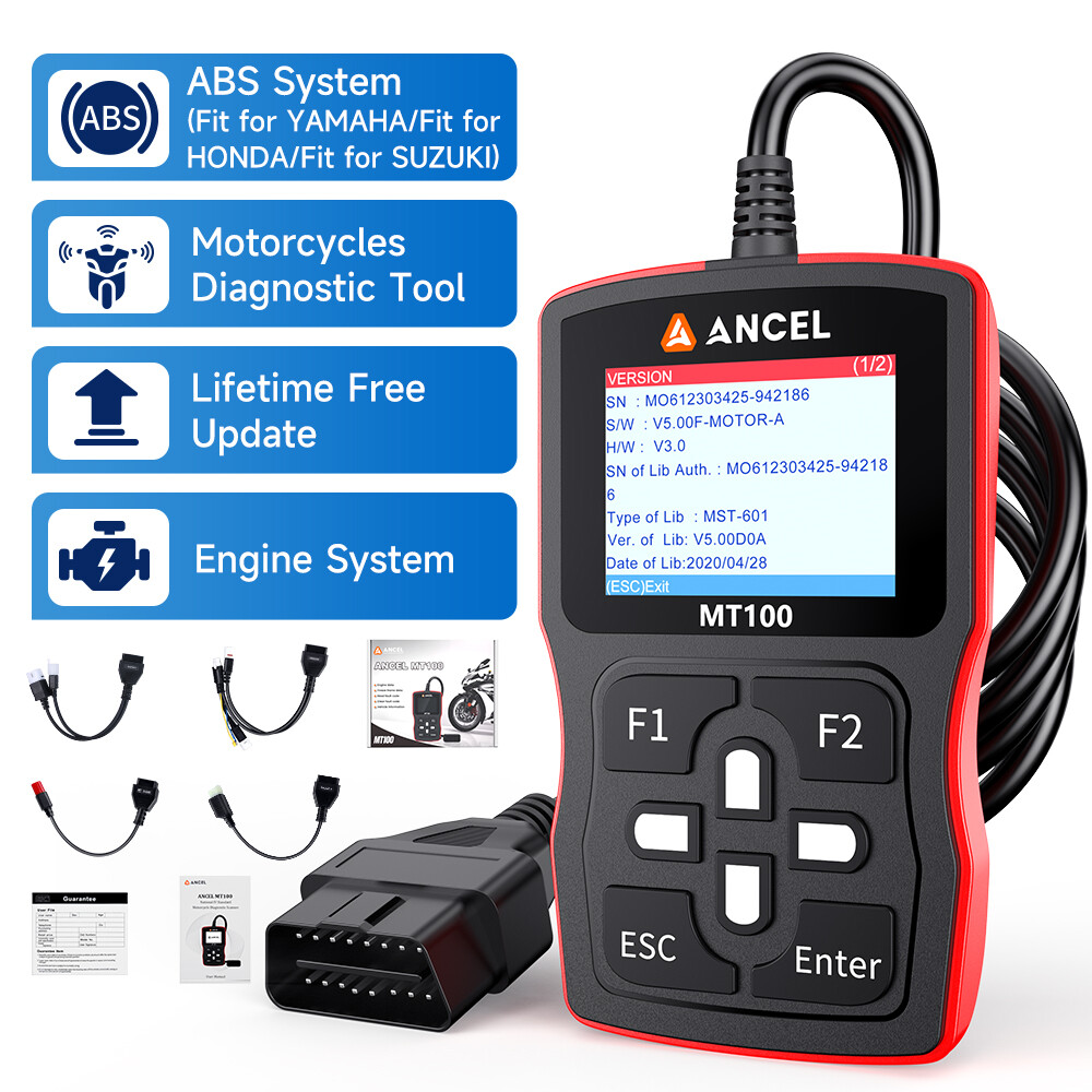 ANCEL MT100 Motorcycle Scanner OBD2 Code Reader Engine ABS Diagnostic Tool