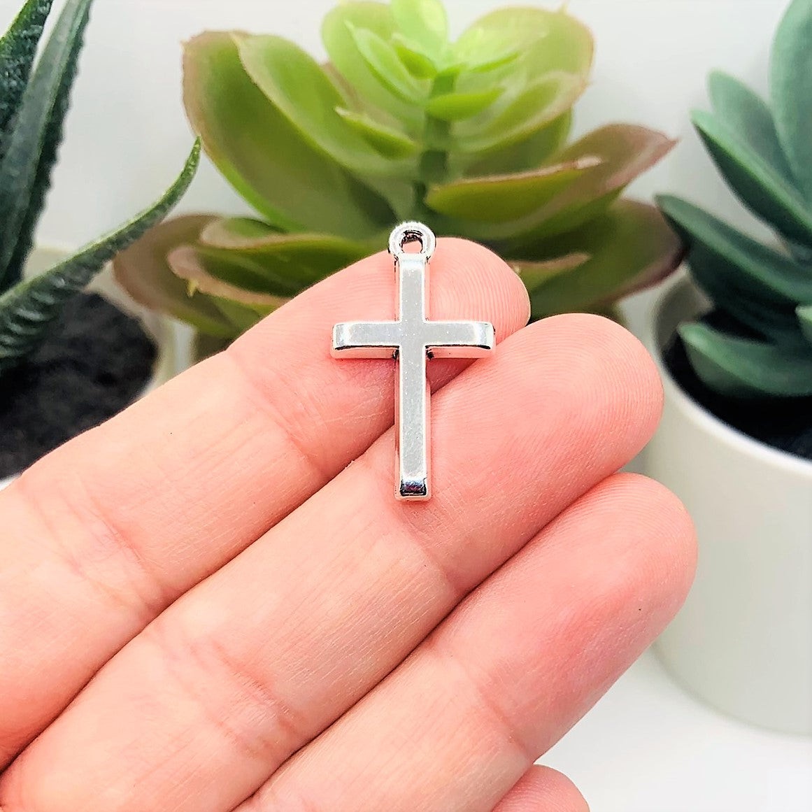 Silver Simple Cross Charms, 24x14mm - US Seller