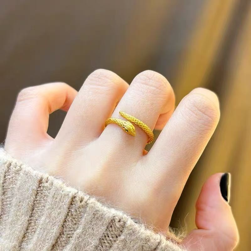8K Solid Yellow Gold Rope Ring Band Adjustable size